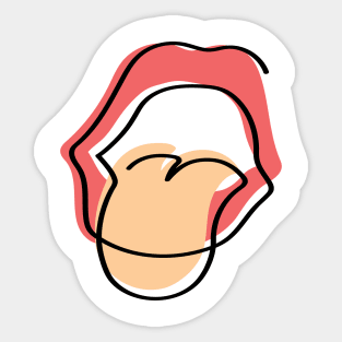 One Line | minimal | Mouth with Tongue Sticking Out Sticker